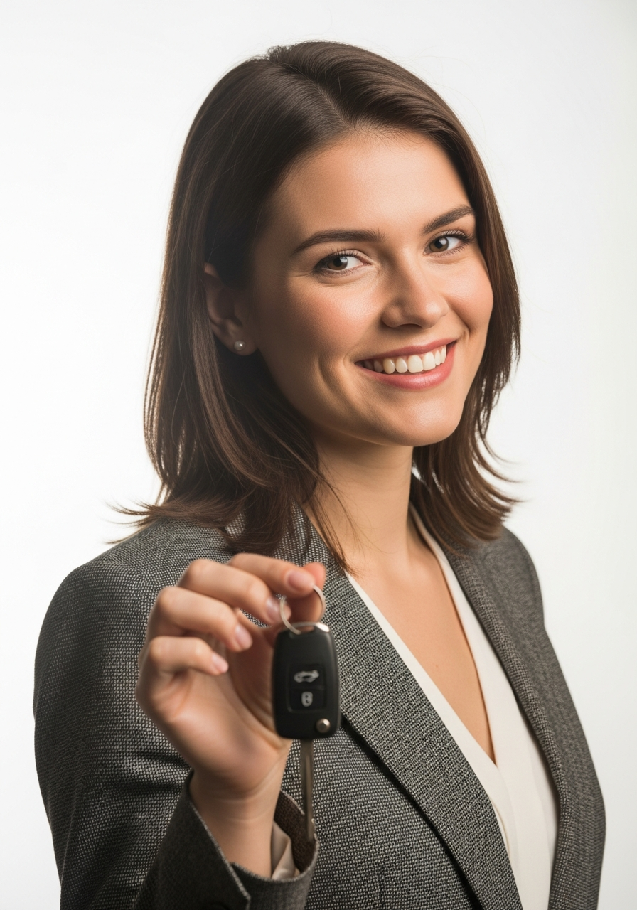 Woman holding car keys
